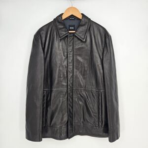 1970s or earlier Hugo Boss black lamb leather jacket - mens size 40